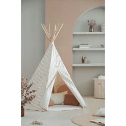 Tipi Enfant Arizona Taupe Stripes Natural -Magasin De Périphériques Pour Enfants arizona tipi 158x128 nobodinoz 303562 OE