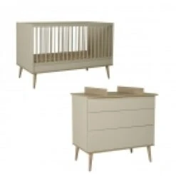 Chambre Duo Lit Bébé 70x140 Cm + Commode Avec Plan à Langer Flow Argile & Oak -Magasin De Périphériques Pour Enfants chambre duo lit 140 x 70 cm commode avec plan a langer flow argile oak quax OG