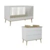 Chambre Duo Lit Bébé 70x140 Cm + Commode Avec Plan à Langer Flow White & Oak -Magasin De Périphériques Pour Enfants chambre duo lit 140 x 70 cm commode avec plan a langer flow white oak quax OA