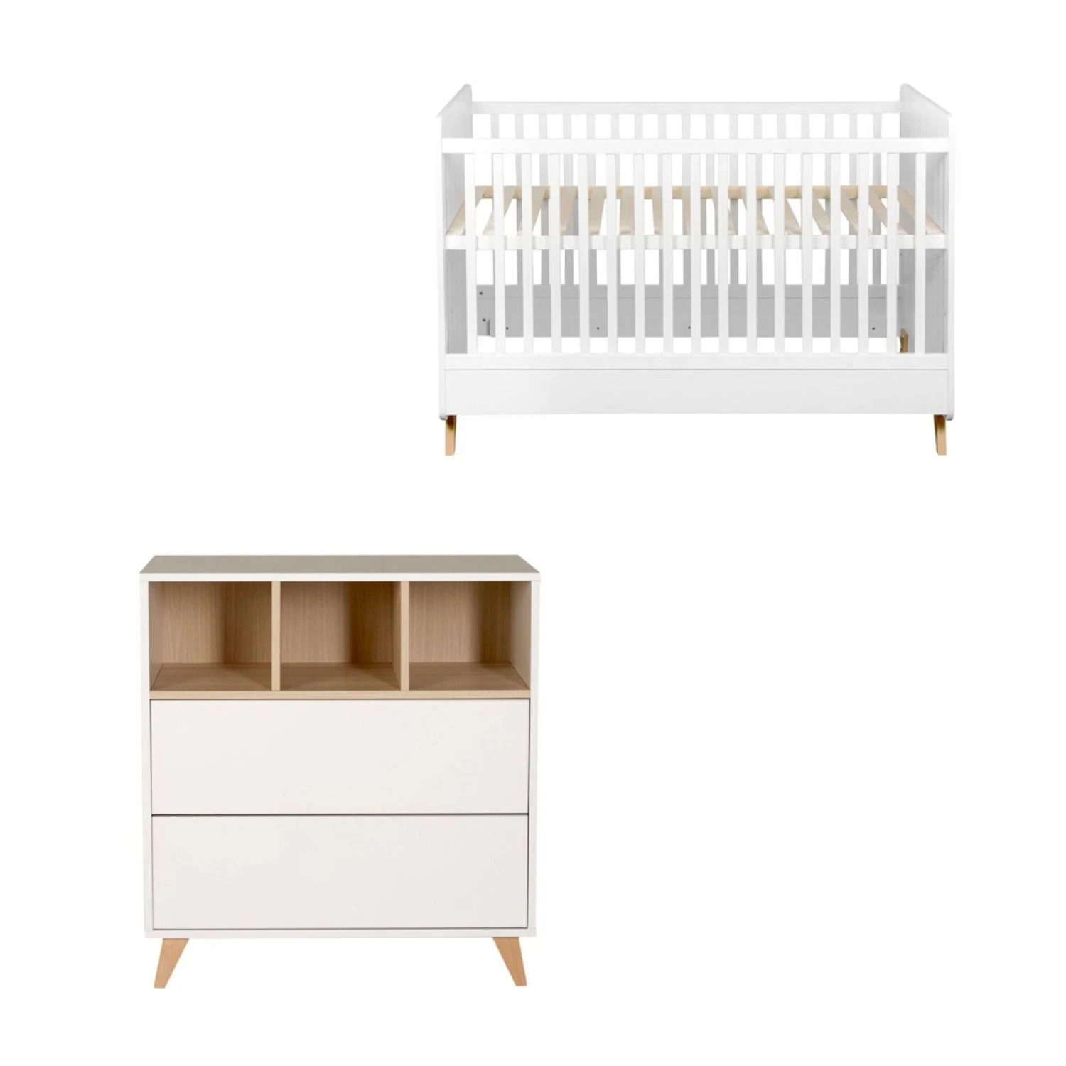 Chambre Duo Lit Bébé 70x140 Cm évolutif En Lit Enfant + Commode Avec Plan à Langer Loft White 4 Chambre Duo Lit Bébé 70x140 Cm évolutif En Lit Enfant + Commode Avec Plan à Langer Loft White – Image 2