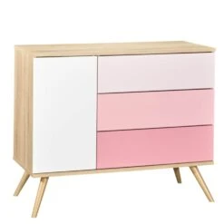 Chambre Duo Lit évolutif Bébé Little Big Bed 70x140 Cm + Commode Seventies Rose -Magasin De Périphériques Pour Enfants chambre duo lit little big bed 140 x 70 commode seventies rose sauthon meubles OD