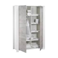 Chambre Duo Lit évolutif Bébé Combiné 60x120 Cm En 90x190 Cm + Armoire Loft Bois -Magasin De Périphériques Pour Enfants chambre lit combine armoire loft bois sauthon meubles OD