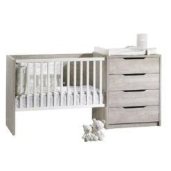 Chambre Duo Lit évolutif Bébé Combiné 60x120 Cm En 90x190 Cm + Armoire Loft Bois -Magasin De Périphériques Pour Enfants chambre lit combine armoire loft bois sauthon meubles OJ