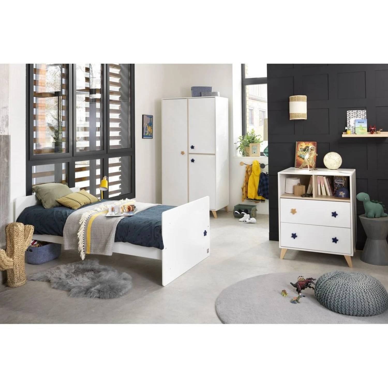 Chambre Duo Lit évolutif Bébé Combiné 60x120 Cm En 90x190 Cm + Armoire Oslo Etoile 8 Chambre Duo Lit évolutif Bébé Combiné 60x120 Cm En 90x190 Cm + Armoire Oslo Etoile – Image 6