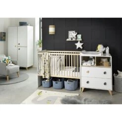 Chambre Duo Lit évolutif Bébé Combiné 60x120 Cm En 90x190 Cm + Armoire Oslo Goutte