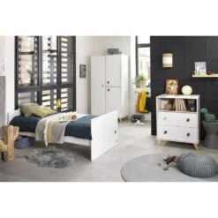 Chambre Duo Lit évolutif Bébé Combiné 60x120 Cm En 90x190 Cm + Armoire Oslo Goutte -Magasin De Périphériques Pour Enfants chambre lit combine armoire oslo goutte sauthon meubles OI
