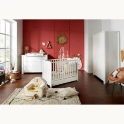 Chambre Trio Lit 60x120 Cm + Armoire + Commode Loft Blanc