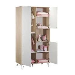 Chambre Trio Lit évolutif Bébé Little Big Bed 70x140 Cm + Armoire + Commode Happy -Magasin De Périphériques Pour Enfants chambre trio lit little big bed 140 x 70 commode armoire happy sauthon meubles OI