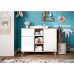 Chambre Trio Lit évolutif Bébé Little Big Bed 70x140 Cm + Armoire + Commode Happy -Magasin De Périphériques Pour Enfants chambre trio lit little big bed 140 x 70 commode armoire happy sauthon meubles OM