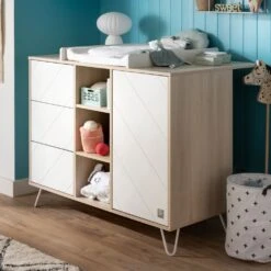 Chambre Trio Lit évolutif Bébé Little Big Bed 70x140 Cm + Armoire + Commode Happy -Magasin De Périphériques Pour Enfants chambre trio lit little big bed 140 x 70 commode armoire happy sauthon meubles OO