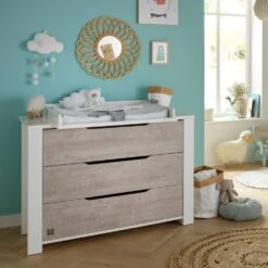 Chambre Trio Lit évolutif Bébé Little Big Bed 70x140 Cm + Armoire + Commode Loft Bois -Magasin De Périphériques Pour Enfants chambre trio lit little big bed 140 x 70 commode armoire loft bois sauthon meubles OF