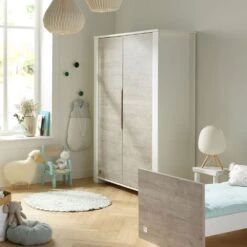 Chambre Trio Lit évolutif Bébé Little Big Bed 70x140 Cm + Armoire + Commode Loft Bois -Magasin De Périphériques Pour Enfants chambre trio lit little big bed 140 x 70 commode armoire loft bois sauthon meubles OG