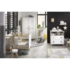 Chambre Trio évolutif Bébé Lit Little Big Bed 70x140 Cm + Armoire + Commode Oslo Goutte