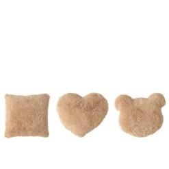 Coussin Enfant Beige Carré, Cœur Ou Ours - Modèle Aléatoire