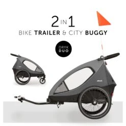 HAUCK Remorque De Vélo Dryk Duo Grey -Magasin De Périphériques Pour Enfants dryk duo grey hauck OC
