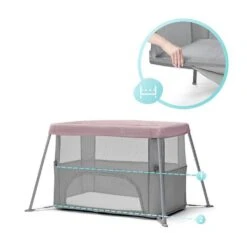 Kinderkraft Lit De Voyage Movi - Pink -Magasin De Périphériques Pour Enfants kinderkraft folding bed movi pink kinderkraft OP