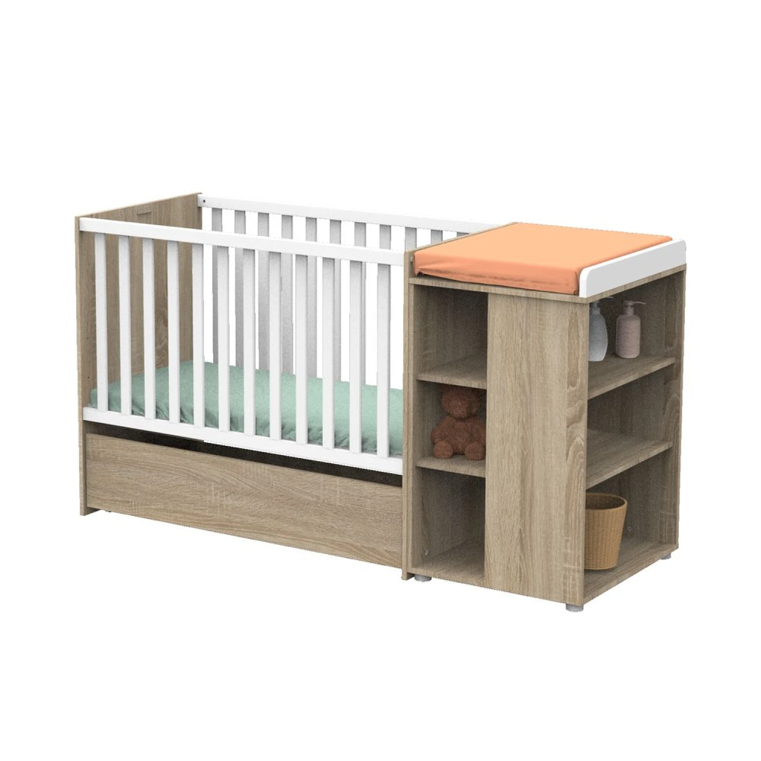 Lit évolutif Bébé Combiné 60x120 Cm En 90x190 Cm Nova Blanc Lin 5 Lit évolutif Bébé Combiné 60x120 Cm En 90x190 Cm Nova Blanc Lin – Image 3