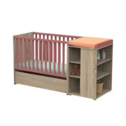 Lit évolutif Bébé Combiné 60x120 Cm En 90x190 Cm Nova Rose Canyon -Magasin De Périphériques Pour Enfants lit combine 120x60 evolutif en 90x190 nova rose canyon sauthon meubles OF