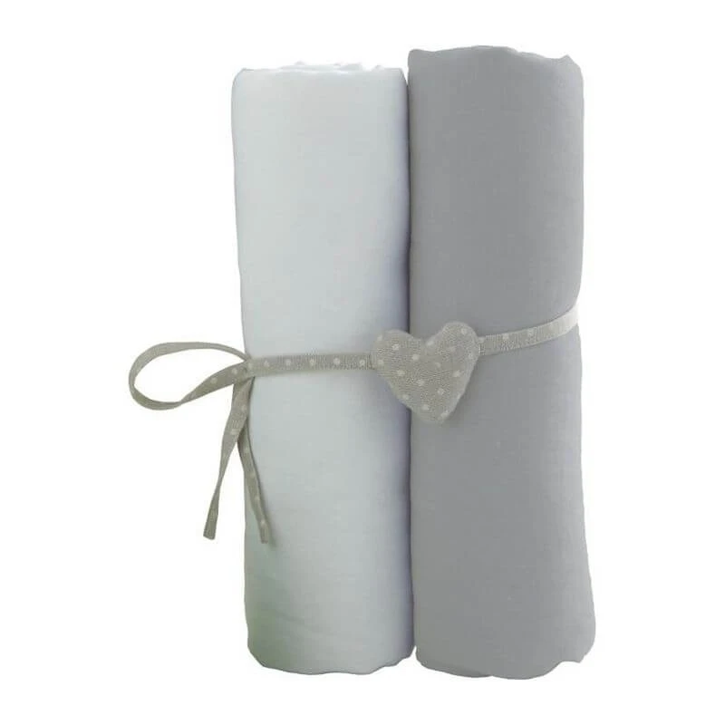 Lot De 2 Draps Housse 60x120 Cm Blanc Et Gris 3 Lot De 2 Draps Housse 60x120 Cm Blanc Et Gris