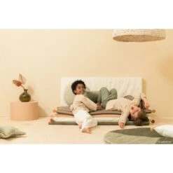 Matelas De Sol Majestic Bio Green Taupe Stripes -Magasin De Périphériques Pour Enfants matelas de sol eco majestic nobodinoz 320919 OD