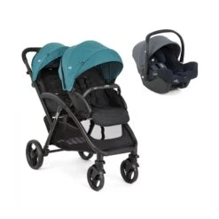 Joie Pack Duo Poussette Evalite Double Capri + Siège Auto I-snug 2 Lagoon