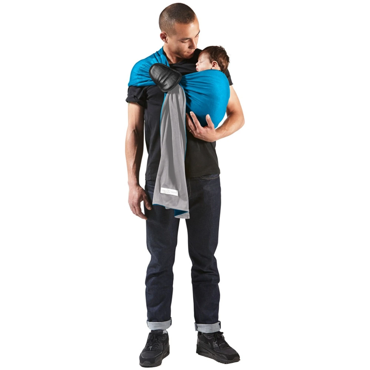 Petite écharpe De Portage Sans Nœud Chiné Et Bleu Canard 4 Petite écharpe De Portage Sans Nœud Chiné Et Bleu Canard – Image 2