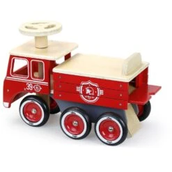 Vilac Porteur Camion De Pompiers En Bois -Magasin De Périphériques Pour Enfants porteur camion de pompiers vilac OC