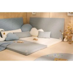 Matelas De Sol Coton Bio St Barth Willow Soft Blue -Magasin De Périphériques Pour Enfants st barth mattress 60x120x4 willow soft blue nobodinoz OE