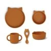 Liewood Coffret Repas Bébé Vivi Cat Mustard -Magasin De Périphériques Pour Enfants tableware vivi silicone set lw130610024 cat mustard noos liewood OA