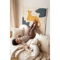 Coussin Lion Organic Garden -Magasin De Périphériques Pour Enfants white lion cushion 39x33 nobodinoz OC